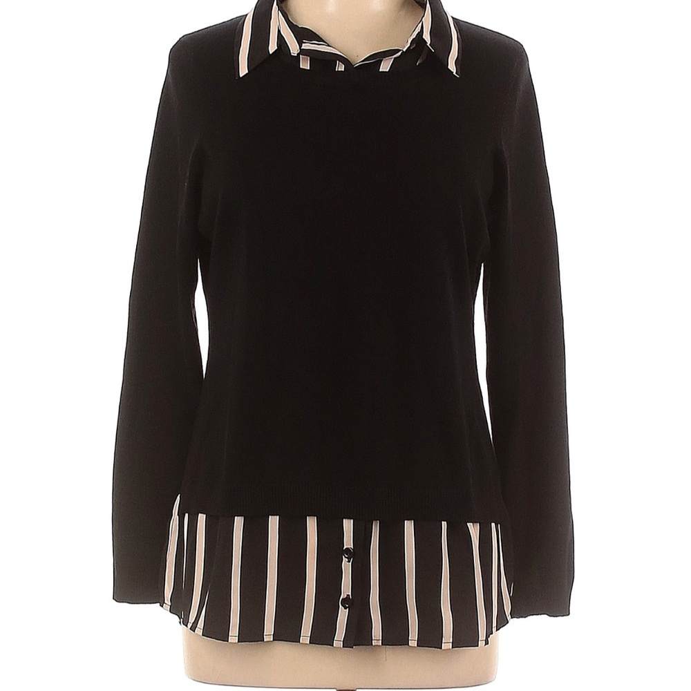 Adrianna papell Twofer sweater - layered starched sweater and “button up” NWT